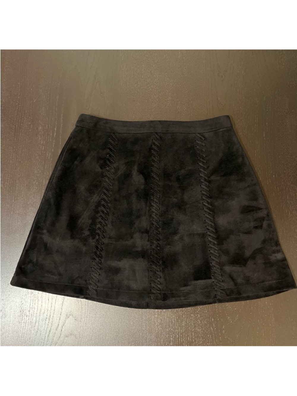 Black Suede A-Line Mini Skirt